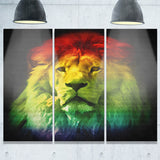 colorful lion head animal digital art canvas print PT7159