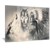 indian warrior with wolves digital art canvas print PT7185