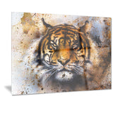 tiger collage with rust design animal digital art canvas print PT7189