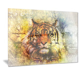 mighty tiger with mystic face digital art animal canvas print PT7192