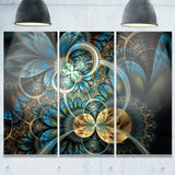 symmetrical blue gold fractal flower digital art canvas print PT7277