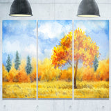 yellow trees watercolor painting landscape canvas print PT7311