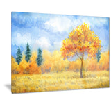 yellow trees watercolor painting landscape canvas print PT7311