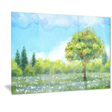 tree in spring watercolor painting landscape canvas print PT7314