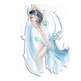 dancer woman in blue dress digital art portrait canvas print PT7327