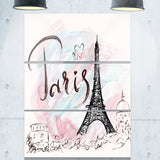 illustration with eiffel tower abstract cityscape canvas print PT7336