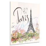 eiffel tower with paris scribbling digital art canvas print PT7349