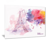 eiffel tower in cloud of colors watercolor painting canvas print PT7350