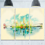 shanghai panoramic view cityscape watercolor canvas print PT7378