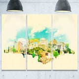 athens panoramic view cityscape watercolor canvas print PT7379