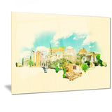 athens panoramic view cityscape watercolor canvas print PT7379