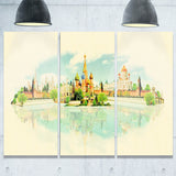 moscow panoramic view cityscape watercolor canvas print PT7387