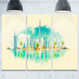 dubai panoramic view cityscape watercolor canvas print PT7388