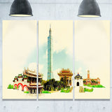 taipei panoramic view cityscape watercolor canvas print PT7392