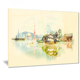 tokyo panoramic view cityscape watercolor canvas print PT7395