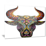 ornamental bull animal canvas digital art print PT7402