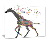 cheerful giraffe running animal digital art canvas print PT7416