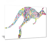 floral kangaroo running animal digital art canvas print PT7417