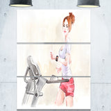 pretty workout with fitness watch digital art canvas print PT7422