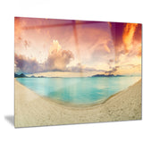 tropical colorful sunset with pond landscape canvas print PT7433