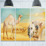 wandering camels in desert watercolor animal canvas print PT7437