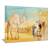 wandering camels in desert watercolor animal canvas print PT7437