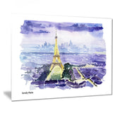 eiffel tower on blue background painting canvas art print PT7468