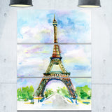 eiffel tower against blue sky watercolor canvas art print PT7470