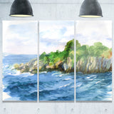 green island in sea watercolor seascape canvas print PT7472