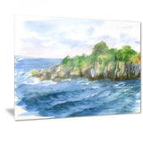 green island in sea watercolor seascape canvas print PT7472