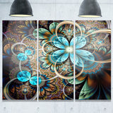 colorful fractal flowers with blue shade digital art canvas print PT7498
