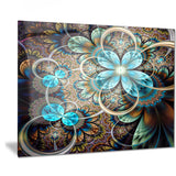 colorful fractal flowers with blue shade digital art canvas print PT7498