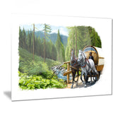 green landscape with horse digital art canvas print PT7506