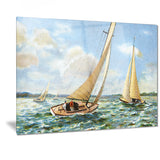 vintage boats sailing seascape painting canvas art print PT7511