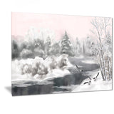 grey winter vector landscape watercolor canvas art print PT7521