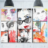 girls collage portrait modern canvas art print PT7525