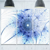 symmetrical blue fractal flower on white abstract canvas print PT7528