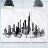 chicago black silhouette cityscape painting canvas print PT7533