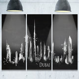 dubai dark silhouette cityscape painting canvas print PT7540