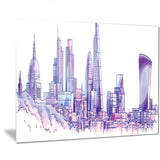 purple london skyline cityscape painting canvas print PT7545