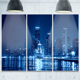 blue chicago skyline night cityscape photo canvas print PT7546