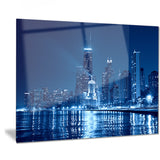 blue chicago skyline night cityscape photo canvas print PT7546