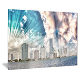 miami skyline with clouds cityscape photo canvas print PT7576