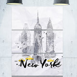 new york buildings watercolor painting cityscape canvas print PT7600