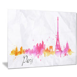 paris pink silhouette cityscape painting canvas print PT7604
