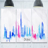 colorful dubai silhouette cityscape painting canvas print PT7608