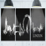 london dark silhouette cityscape painting canvas print PT7610