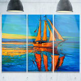 brown sailing boat seascape painting canvas print PT7623