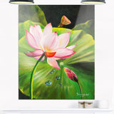 lotus and water drops floral painting canvas print PT7649
