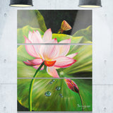 lotus and water drops floral painting canvas print PT7649